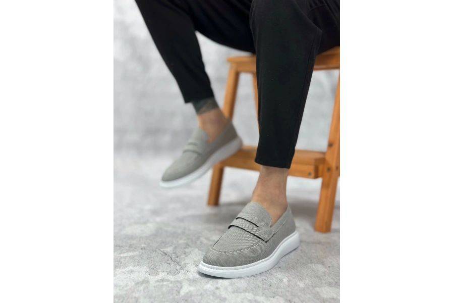 Shoecide Sb0355 Bağcıksız Keten Füme Klasik Corcik Erkek Ayakkabı