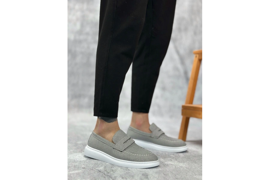 Shoecide Sb0355 Bağcıksız Keten Füme Klasik Corcik Erkek Ayakkabı