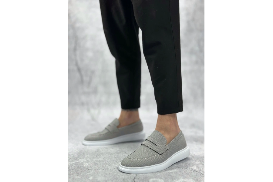 Shoecide Sb0355 Bağcıksız Keten Füme Klasik Corcik Erkek Ayakkabı