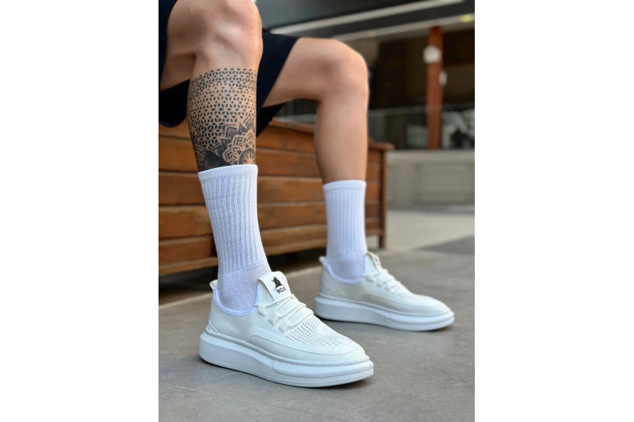 Shoecide Sb0375 Özel Örme Triko Tarz Beyaz Taban Spor Ayakkabı