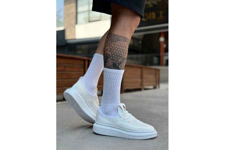 Shoecide Sb0375 Özel Örme Triko Tarz Beyaz Taban Spor Ayakkabı