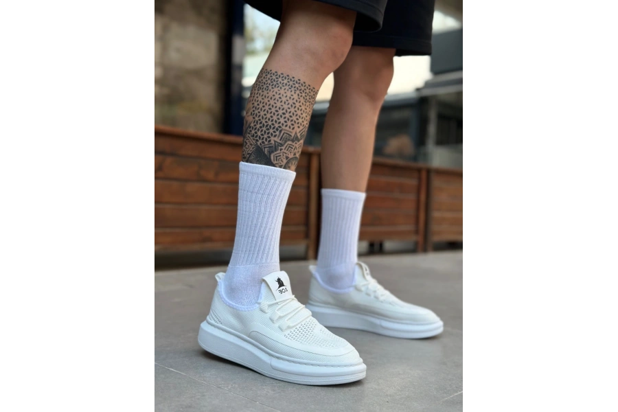 Shoecide Sb0375 Özel Örme Triko Tarz Beyaz Taban Spor Ayakkabı