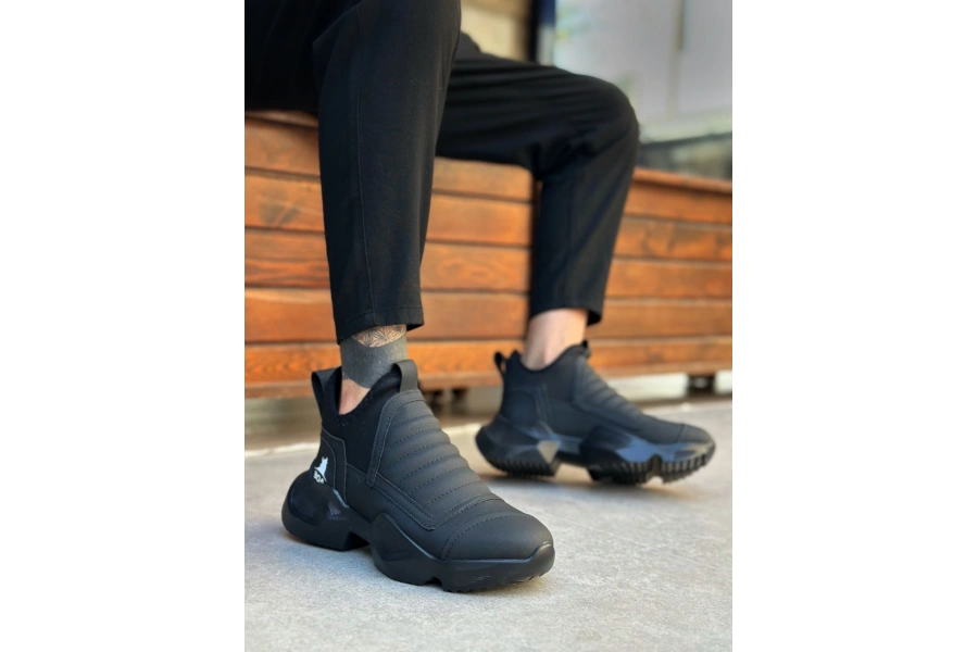 Shoecide Sb0401 Bağcıksız Rahat Yüksek Taban Erkek Spor Yarım Bilek Bot