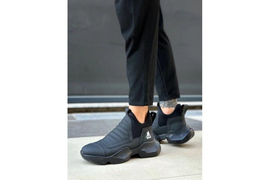 Shoecide Sb0401 Bağcıksız Rahat Yüksek Taban Erkek Spor Yarım Bilek Bot