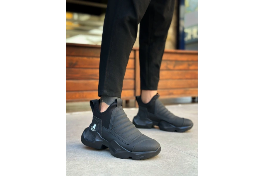 Shoecide Sb0401 Bağcıksız Rahat Yüksek Taban Erkek Spor Yarım Bilek Bot