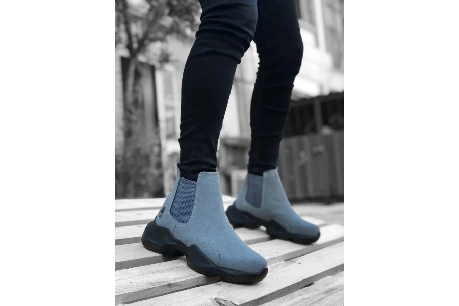 Shoecide Sb0444 Bağcıksız Rahat Yüksek Taban Füme Erkek Spor Yarım Bilek Bot