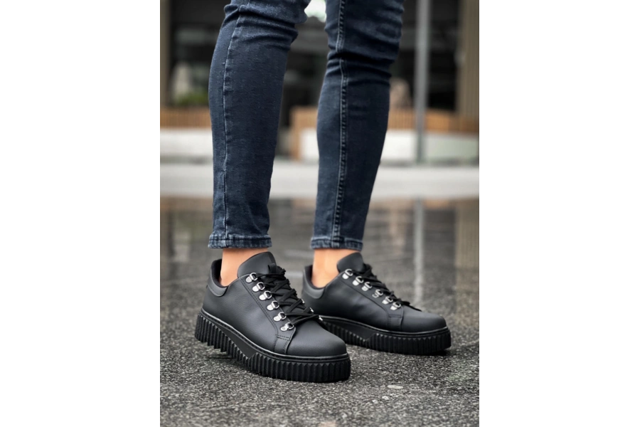 Shoecide Sb0505 Çengel Bağcıklı Siyah Tabanlı Günlük Ayakkabı