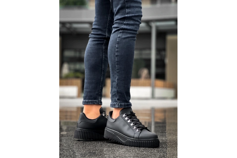 Shoecide Sb0505 Çengel Bağcıklı Siyah Tabanlı Günlük Ayakkabı