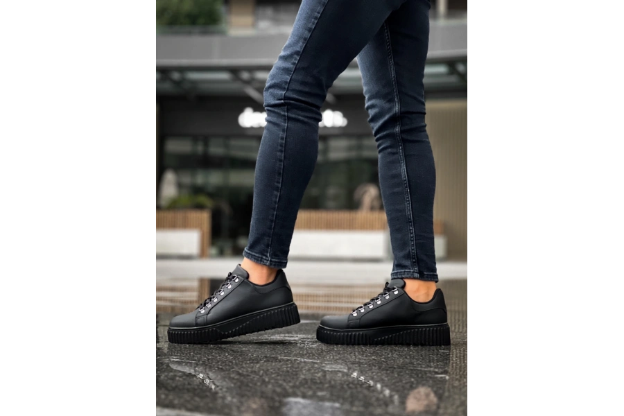 Shoecide Sb0505 Çengel Bağcıklı Siyah Tabanlı Günlük Ayakkabı