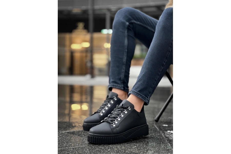 Shoecide Sb0505 Çengel Bağcıklı Siyah Tabanlı Günlük Ayakkabı