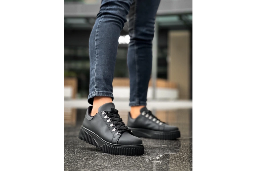Shoecide Sb0505 Çengel Bağcıklı Siyah Tabanlı Günlük Ayakkabı