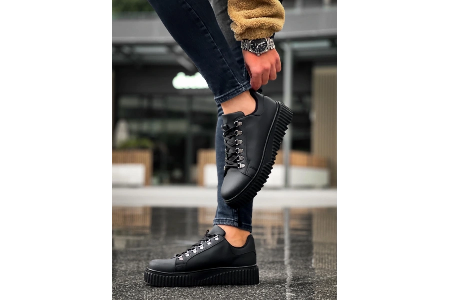 Shoecide Sb0505 Çengel Bağcıklı Siyah Tabanlı Günlük Ayakkabı