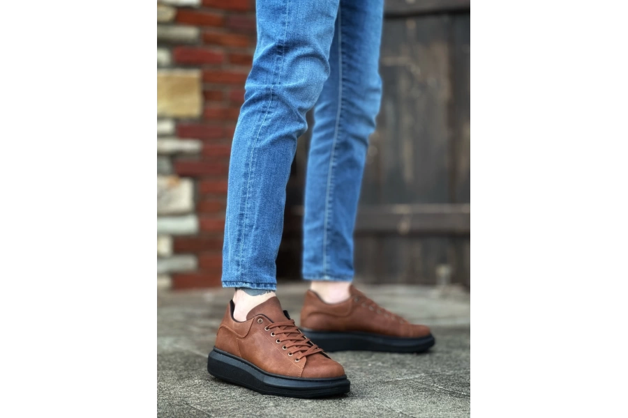 Shoecide Sb0547 Boa Kalın Yüksek Taban Taba Siyah Bağcıklı Spor Erkek Ayakkabı