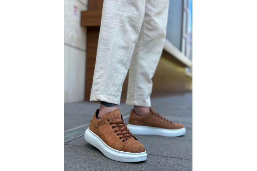 Shoecide Sb0547 Boa Kalın Yüksek Taban Taba Süet Bağcıklı Spor Erkek Ayakkabı