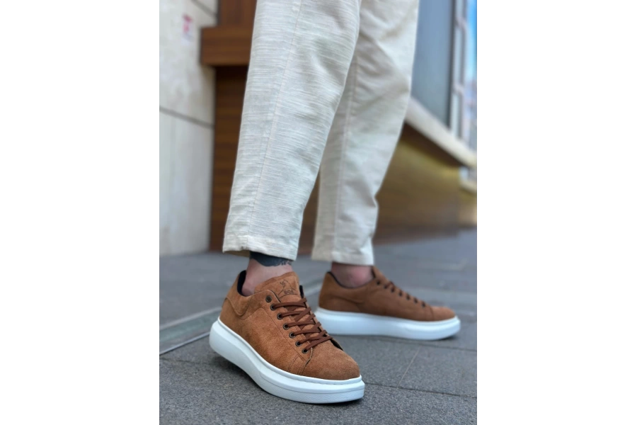 Shoecide Sb0547 Boa Kalın Yüksek Taban Taba Süet Bağcıklı Spor Erkek Ayakkabı