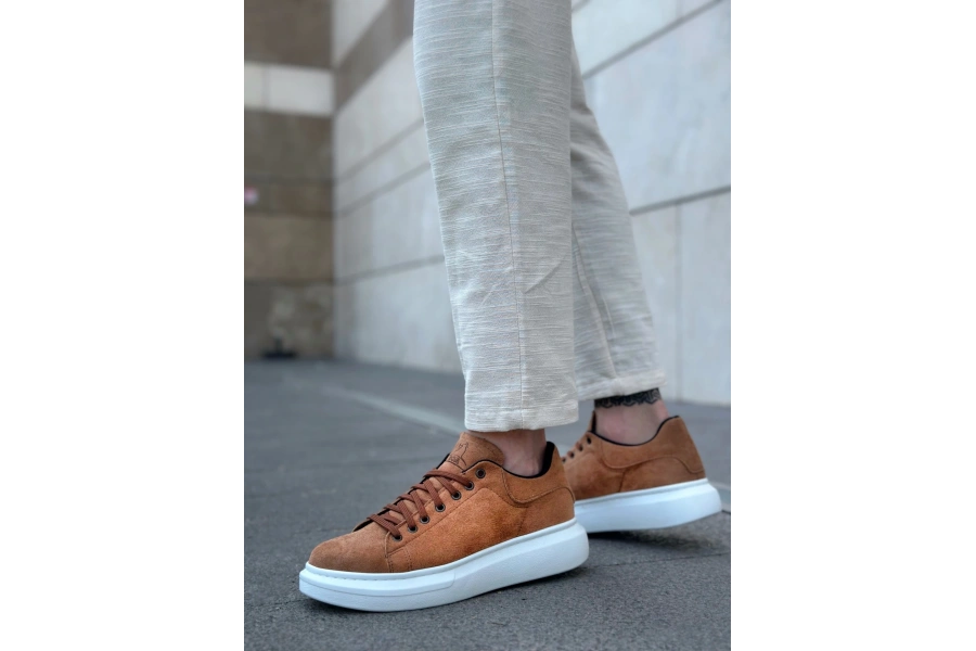 Shoecide Sb0547 Boa Kalın Yüksek Taban Taba Süet Bağcıklı Spor Erkek Ayakkabı
