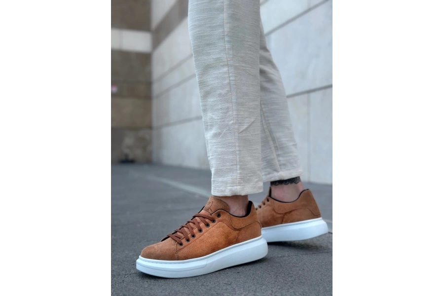 Shoecide Sb0547 Boa Kalın Yüksek Taban Taba Süet Bağcıklı Spor Erkek Ayakkabı