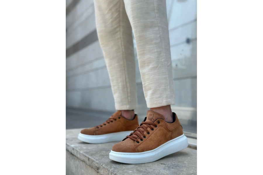 Shoecide Sb0547 Boa Kalın Yüksek Taban Taba Süet Bağcıklı Spor Erkek Ayakkabı