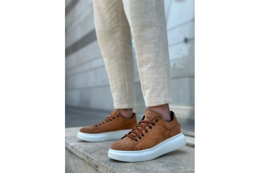 Shoecide Sb0547 Boa Kalın Yüksek Taban Taba Süet Bağcıklı Spor Erkek Ayakkabı