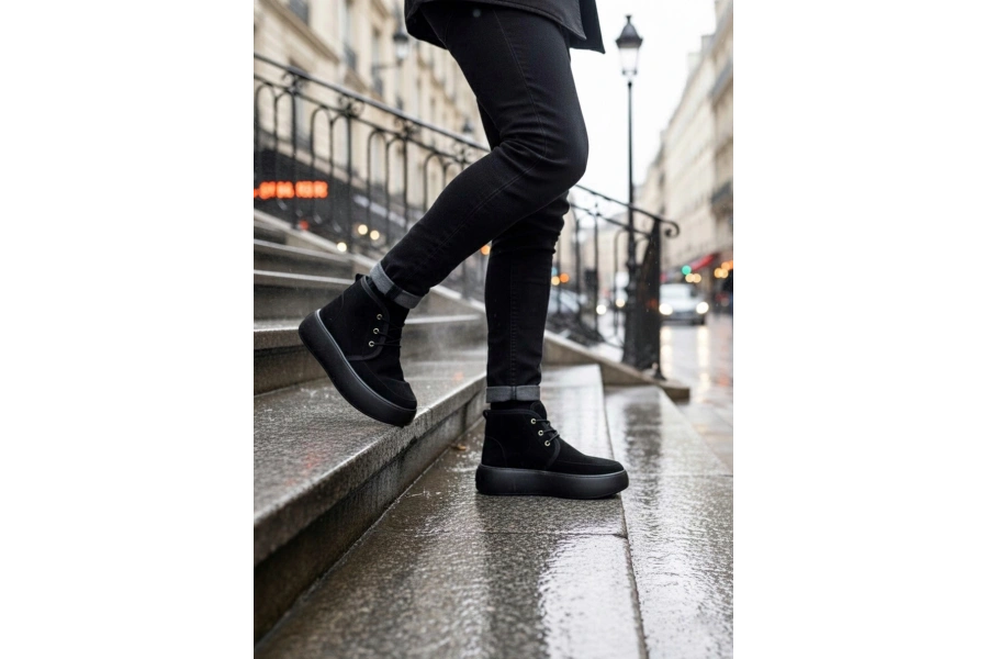 Shoecide Sb0550 İçi Kürklü Bağcıklı Siyah Taban Erkek Tarz Spor Bot