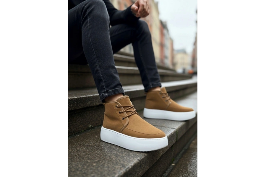 Shoecide Sb0550 İçi Kürklü Bağcıklı Taba Erkek Tarz Spor Bot