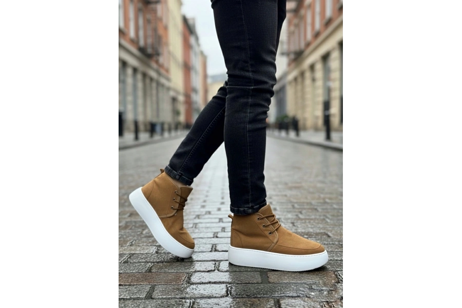 Shoecide Sb0550 İçi Kürklü Bağcıklı Taba Erkek Tarz Spor Bot