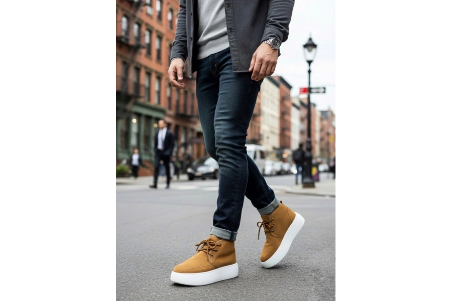 Shoecide Sb0550 İçi Kürklü Bağcıklı Taba Erkek Tarz Spor Bot