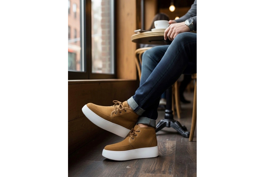 Shoecide Sb0550 İçi Kürklü Bağcıklı Taba Erkek Tarz Spor Bot