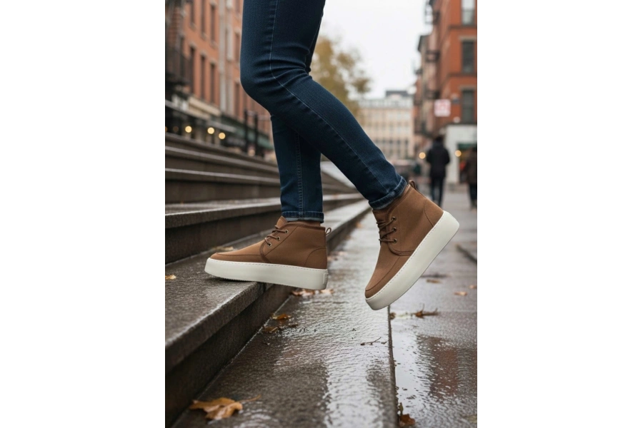 Shoecide Sb0550 İçi Kürklü Bağcıklı Taba Krem Taban Erkek Tarz Spor Bot