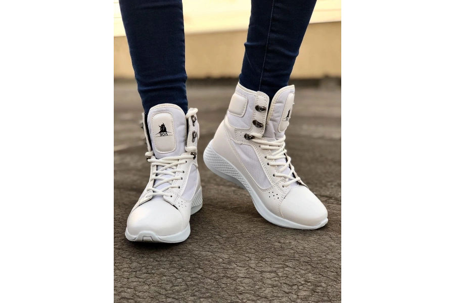 Shoecide Sb0600 Bağcıklı Beyaz Boksör Unisex Spor Postal Bot