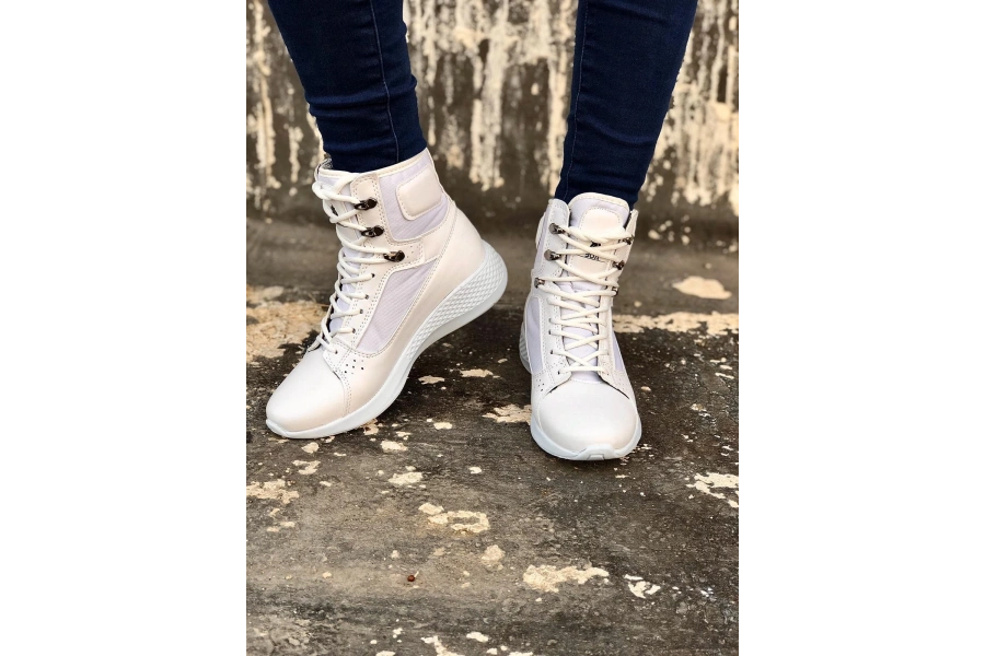 Shoecide Sb0600 Bağcıklı Beyaz Boksör Unisex Spor Postal Bot