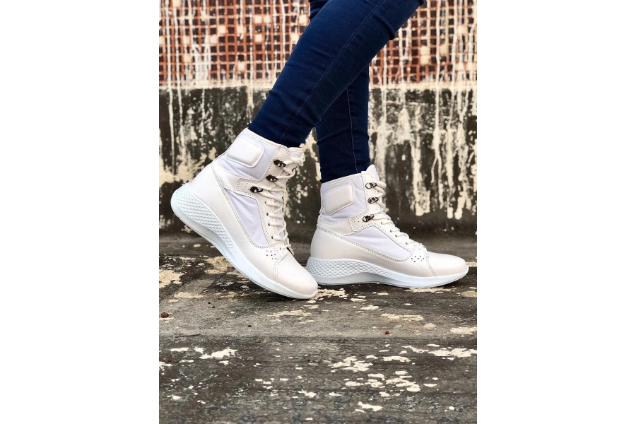 Shoecide Sb0600 Bağcıklı Beyaz Boksör Unisex Spor Postal Bot