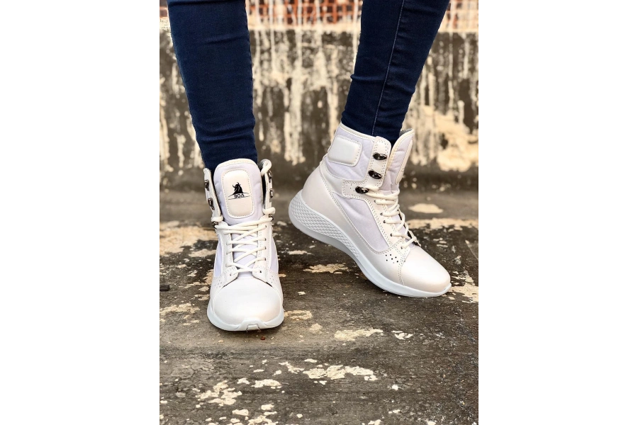 Shoecide Sb0600 Bağcıklı Beyaz Boksör Unisex Spor Postal Bot