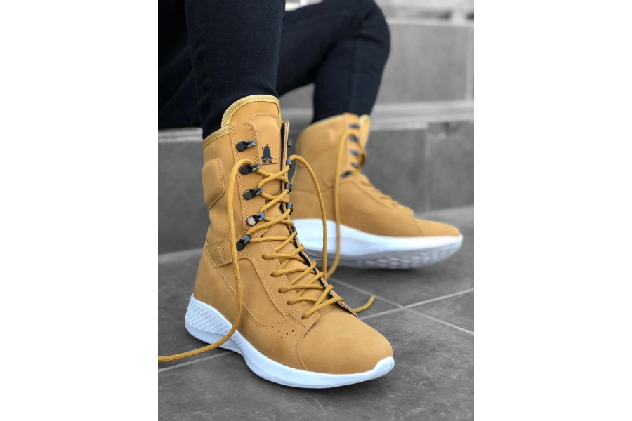 Shoecide Sb0600 Bağcıklı Camel Sarı Boksör Unisex Spor Postal Bot