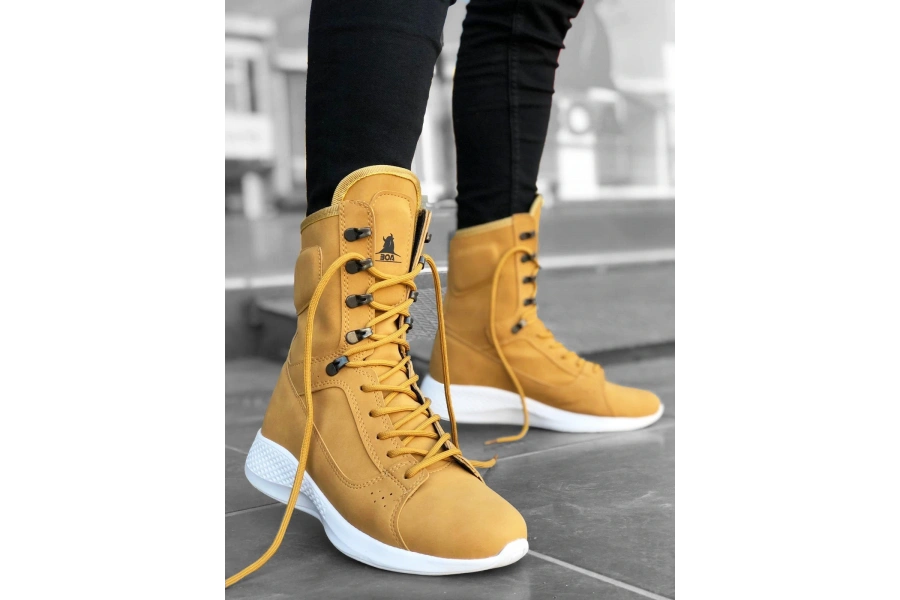Shoecide Sb0600 Bağcıklı Camel Sarı Boksör Unisex Spor Postal Bot