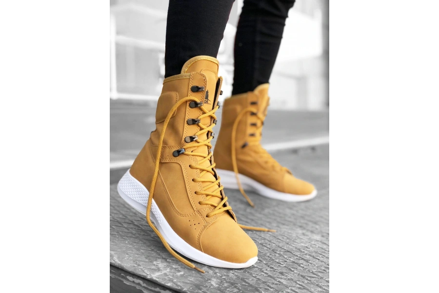 Shoecide Sb0600 Bağcıklı Camel Sarı Boksör Unisex Spor Postal Bot