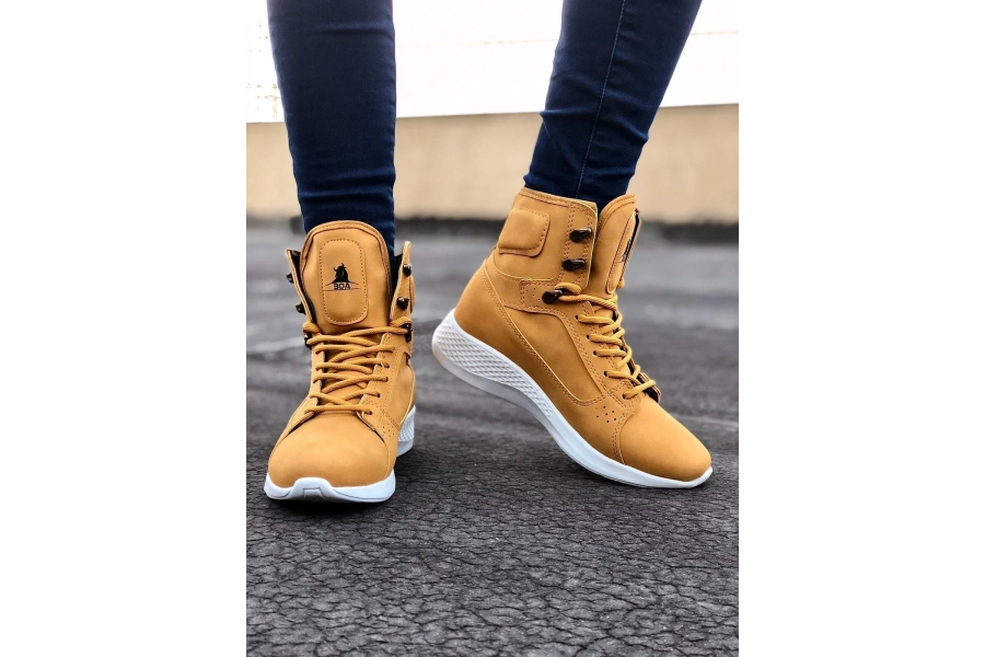 Shoecide Sb0600 Bağcıklı Camel Sarı Kısa Boksör Unisex Spor Postal Bot