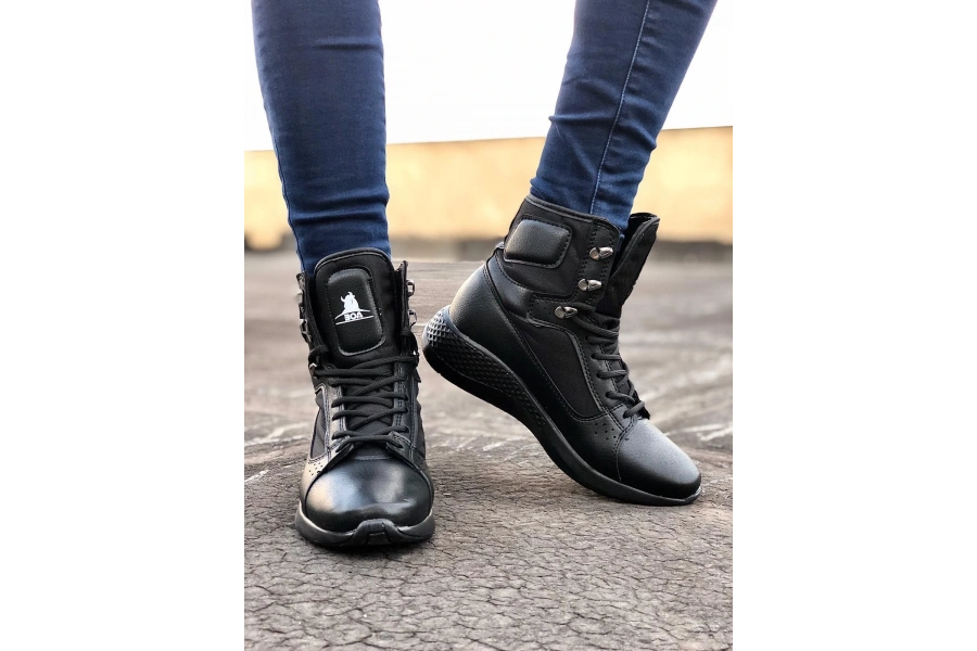 Shoecide Sb0600 Bağcıklı Siyah,st Boksör Unisex Spor Postal Bot