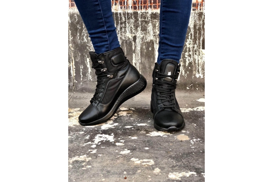 Shoecide Sb0600 Bağcıklı Siyah,st Boksör Unisex Spor Postal Bot
