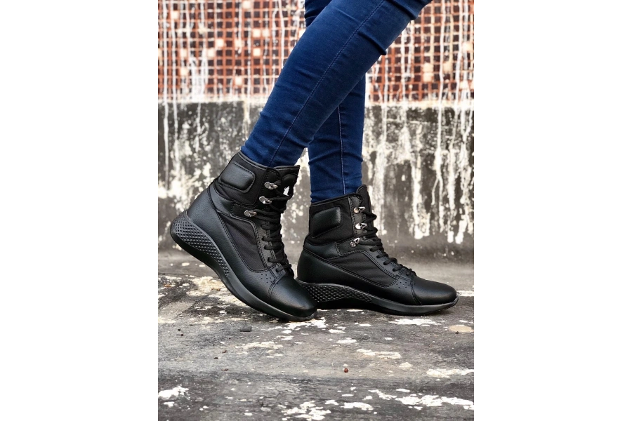 Shoecide Sb0600 Bağcıklı Siyah,st Boksör Unisex Spor Postal Bot