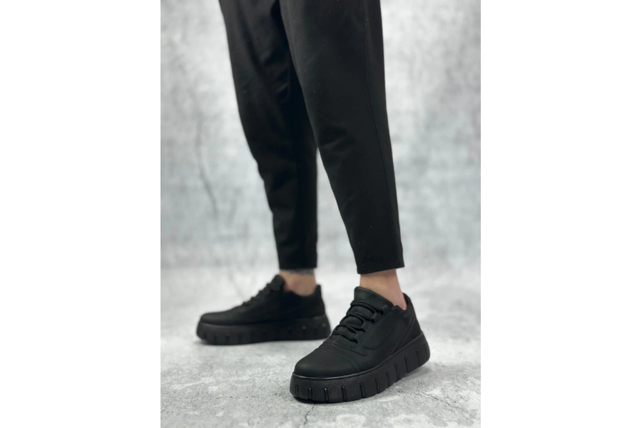 Shoecide Sb0666 Boa Siyah Yüksek Taban Erkek Günlük Ayakkabı