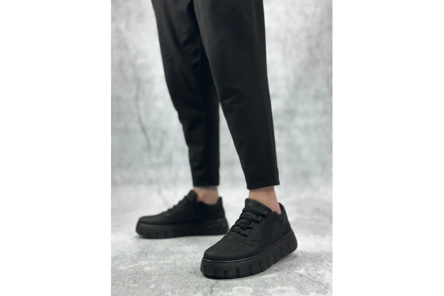 Shoecide Sb0666 Boa Siyah Yüksek Taban Erkek Günlük Ayakkabı