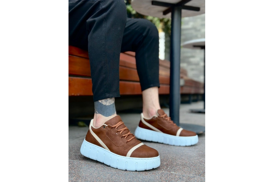 Shoecide Sb0666 Boa Taba Yüksek Taban Erkek Günlük Ayakkabı