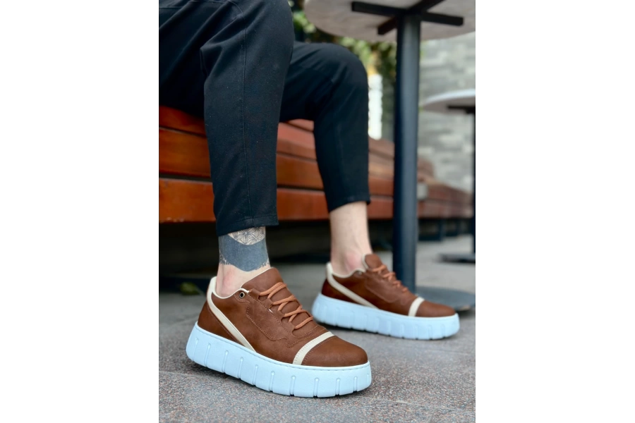 Shoecide Sb0666 Boa Taba Yüksek Taban Erkek Günlük Ayakkabı