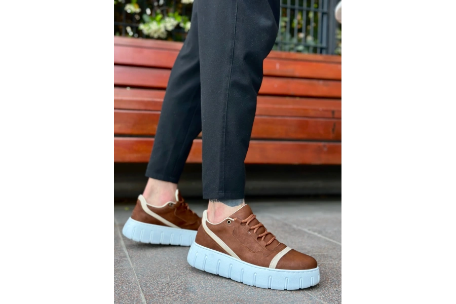 Shoecide Sb0666 Boa Taba Yüksek Taban Erkek Günlük Ayakkabı