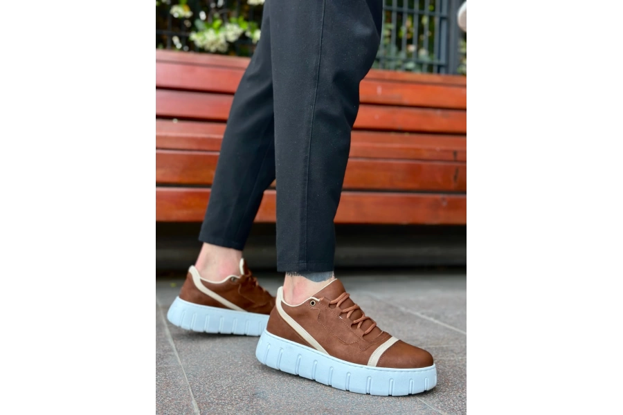 Shoecide Sb0666 Boa Taba Yüksek Taban Erkek Günlük Ayakkabı
