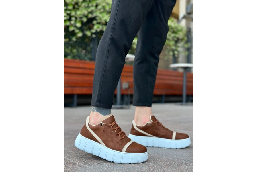 Shoecide Sb0666 Boa Taba Yüksek Taban Erkek Günlük Ayakkabı