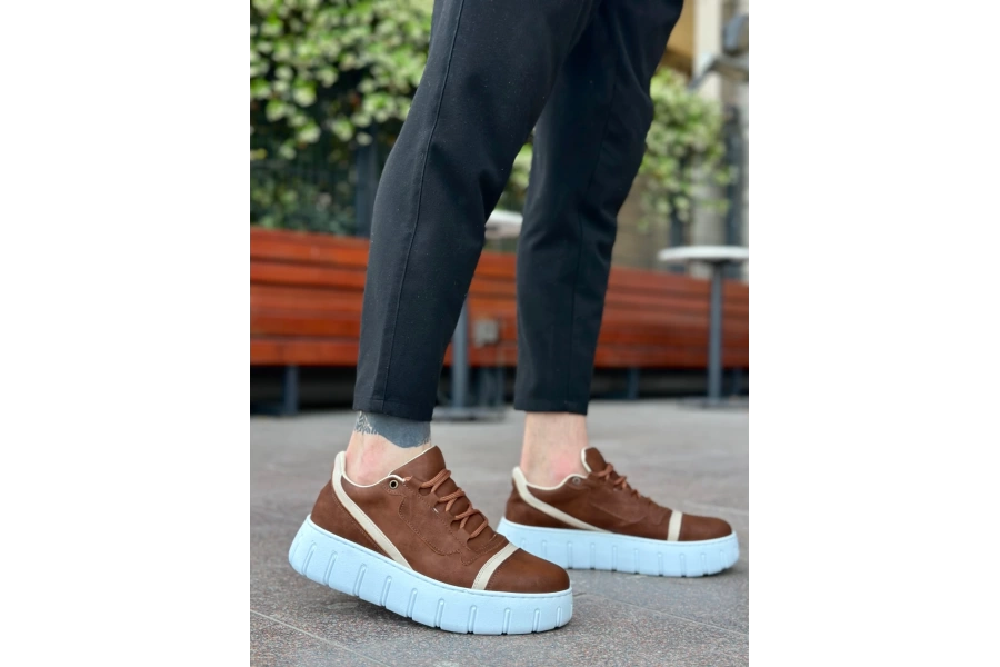 Shoecide Sb0666 Boa Taba Yüksek Taban Erkek Günlük Ayakkabı