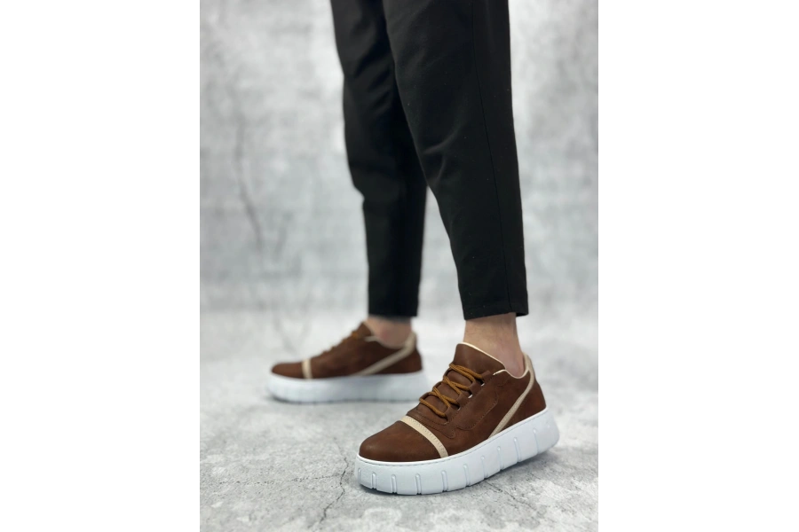 Shoecide Sb0666 Boa Taba Yüksek Taban Erkek Günlük Ayakkabı