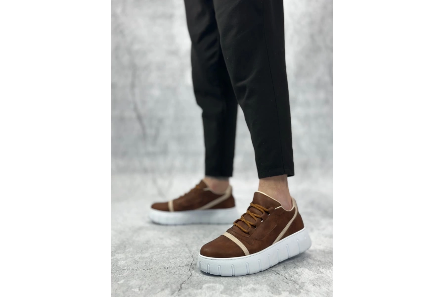 Shoecide Sb0666 Boa Taba Yüksek Taban Erkek Günlük Ayakkabı